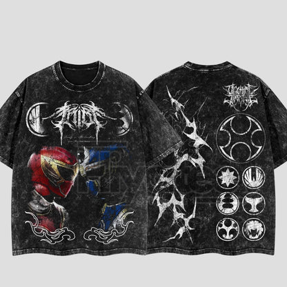 BornOfDarkness "Ninja Storm Red v. Navy" T-Shirt – Limited Vintage Oversize Washed Anime Tee