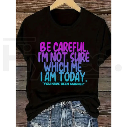 "Funny Graphic" Women's Casual – Soft Cotton Loose Fit Trendy Top