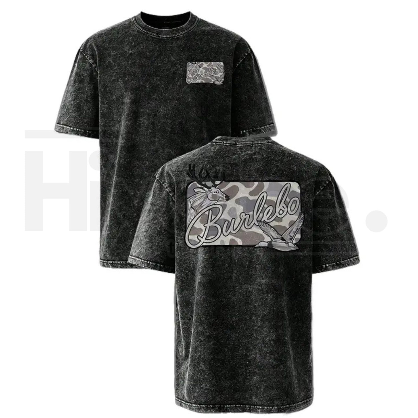 Deer & Mallard Duck Camo Vintage Washed T-Shirt – Oversized Hunting Graphic Tee