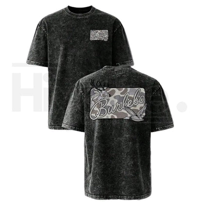 Deer & Mallard Duck Camo Vintage Washed T-Shirt – Oversized Hunting Graphic Tee