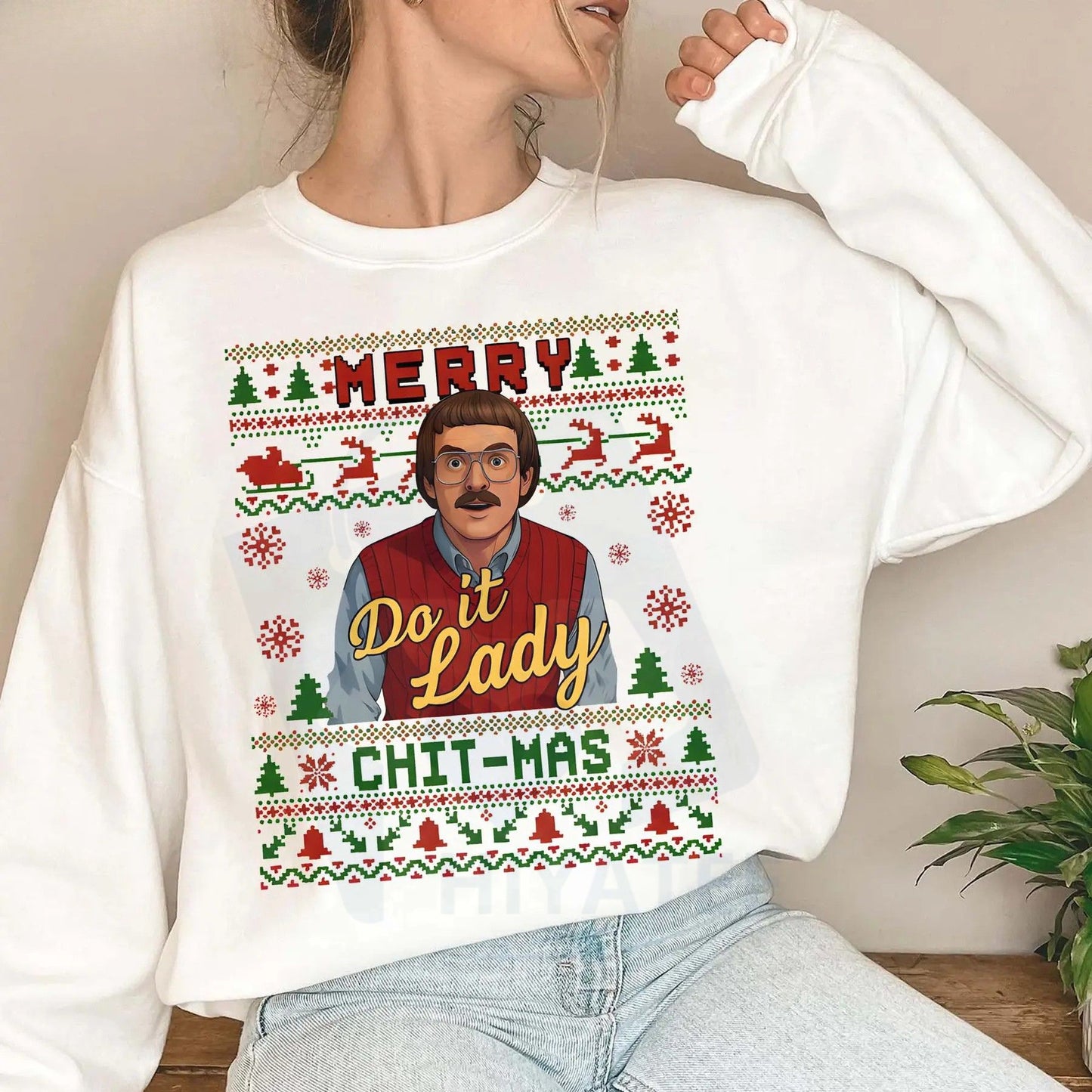 Funny Merry Chit I Do It Christmas Sweatshirt: Ugly Xmas Sweater Meme Shirt, Christian Tee, Unisex Holiday Party Gift