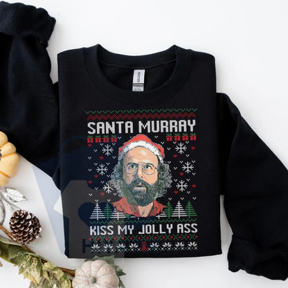 Stranger Christmas Shirt: Funny Murray Hawkins Ugly Xmas Sweatshirt, Santa Christmas Sweater, Retro TV Show Gift