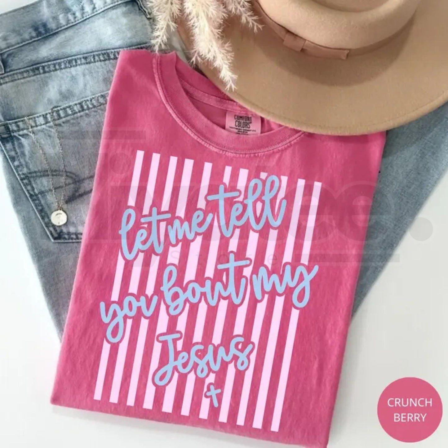 Comfort Colors® Let Me Tell You About My Jesus Shirt – Coquette Bow Christian Easter Tee