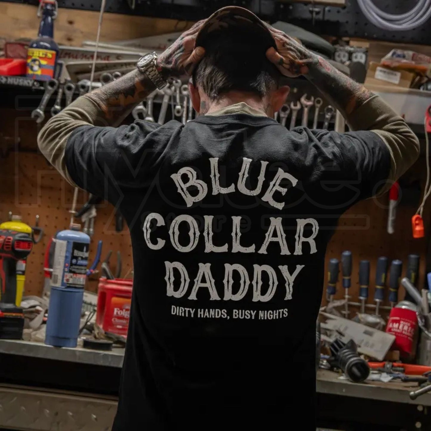 "Blue Collar Daddy" – Rugged American Worker Heritage Graphic Top
