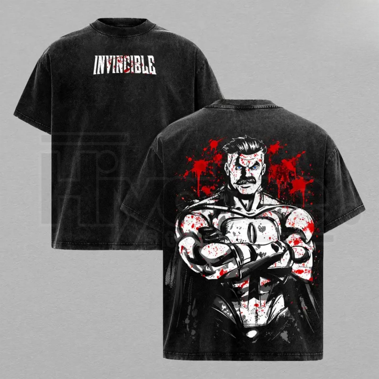 Omni-Man Invincible Viltrumite Warrior Vintage Washed T-Shirt – Heavy Cotton Oversized Graphic Tee