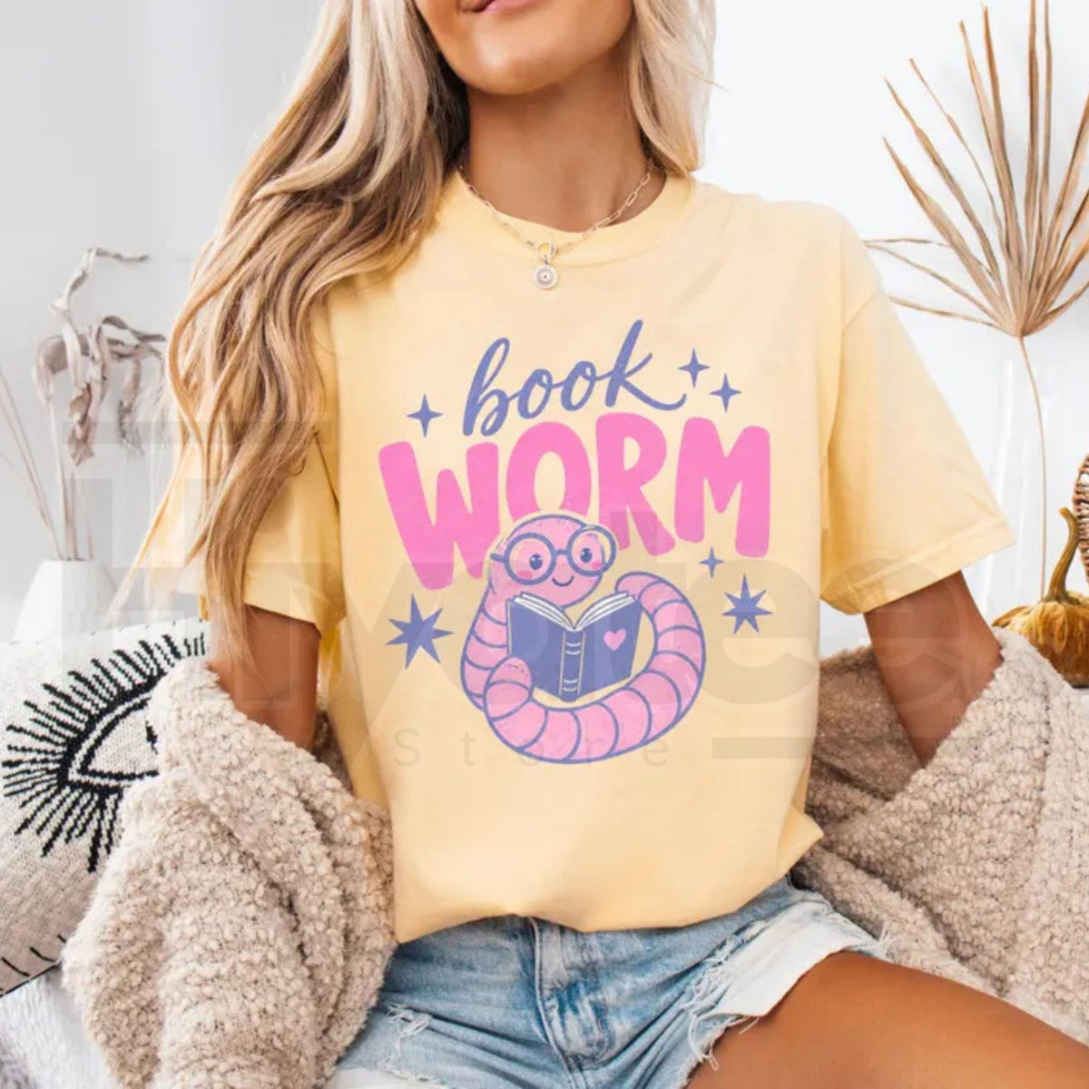 Comfort Colors Book Worm Reading Teacher Librarian Tee