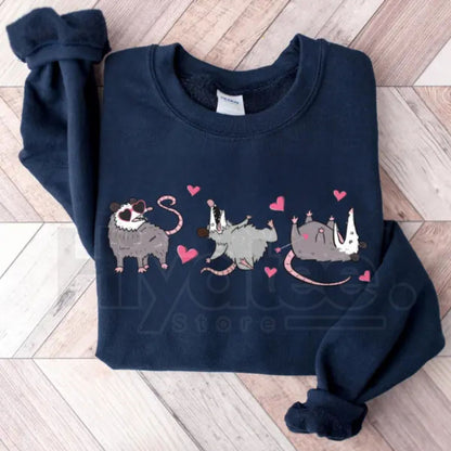 Funny Possum Valentine Sweatshirt: Cute Opossum Love Heart Crewneck Gift