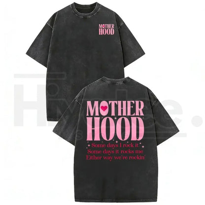Washed Cotton Mom Life T-Shirt – Relaxed Fit Oversized Graphic Tee, Mother’s Day Gift