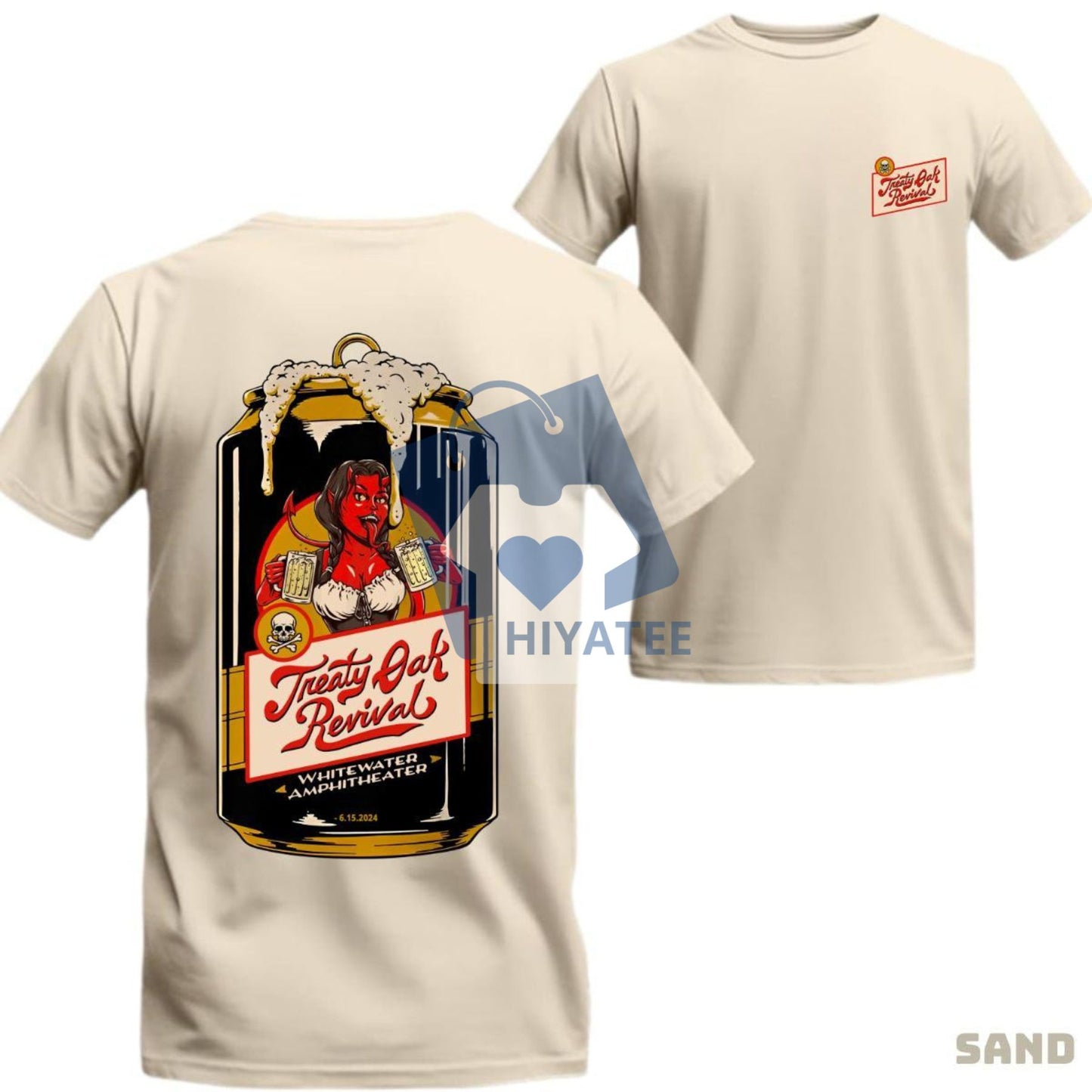 Treaty Oak Revival T-Shirt – Vintage Western Beer Can Graphic Tee, Country Music Concert Shirt for Men