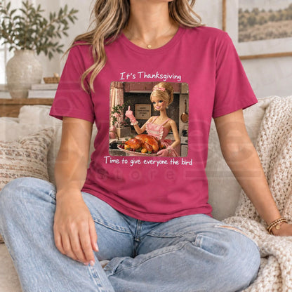 Comfort Colors Funny Thanksgiving Doll Face T-Shirt – Sarcastic Turkey Day Tee