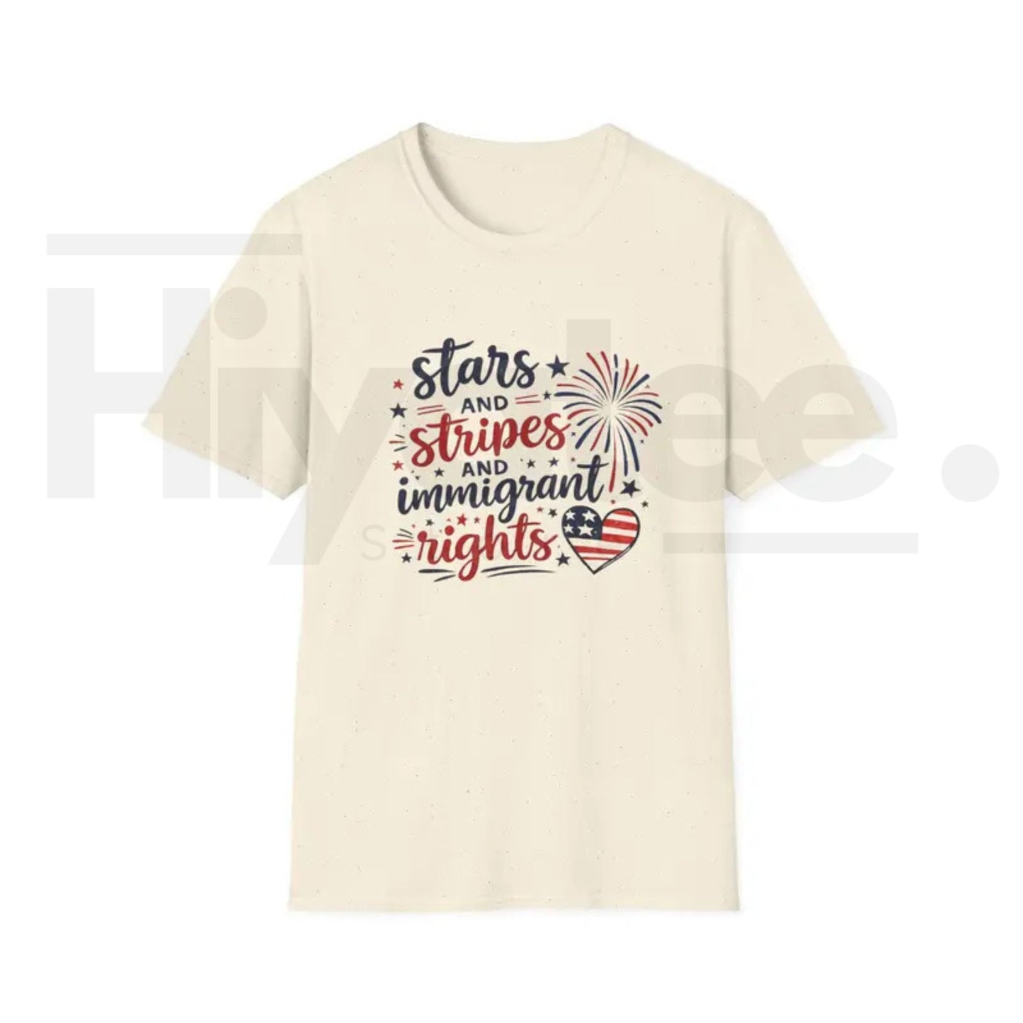 Stars and Stripes Immigrant Rights T-Shirt – Patriotic 4th of July Graphic Tee