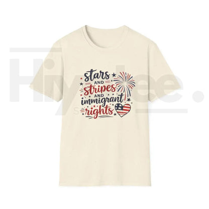 Stars and Stripes Immigrant Rights T-Shirt – Patriotic 4th of July Graphic Tee