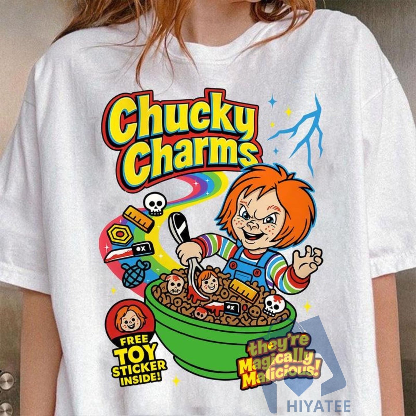 Horror Cereal T-Shirt – Spooky Breakfast Graphic Tee, Funny Killer Cereal Box Halloween Shirt