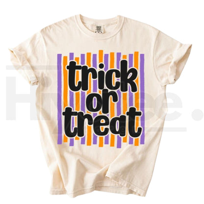 Comfort Colors Trick or Treat Preppy Striped Tee