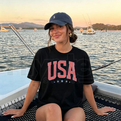 Retro America 4th of July T-Shirt – Trendy Preppy Oversized Patriotic USA Aesthetic Tee