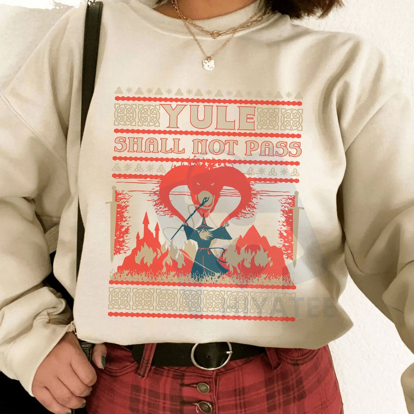 Yule Shall Not Pass Unisex Sweatshirt: LOTR Gifts Cottage Core Pullover, Funny Lord of the Rings Gift, Nerdy Book Lovers Fantasy Sweater