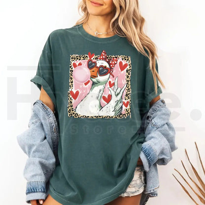 Comfort Colors® Leopard Valentine’s Day Goose T-Shirt