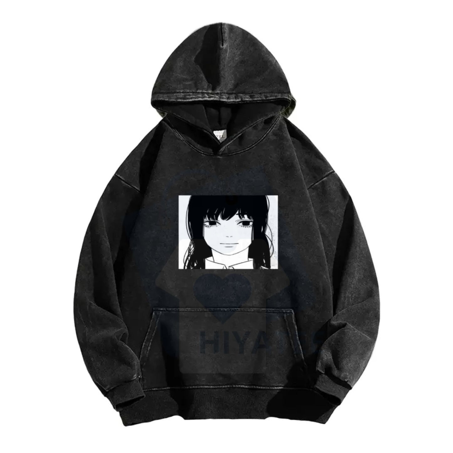 Asa Stare Chainsaw Man Washed Hoodie – Fun Anime Reference, Vintage Streetwear Gift