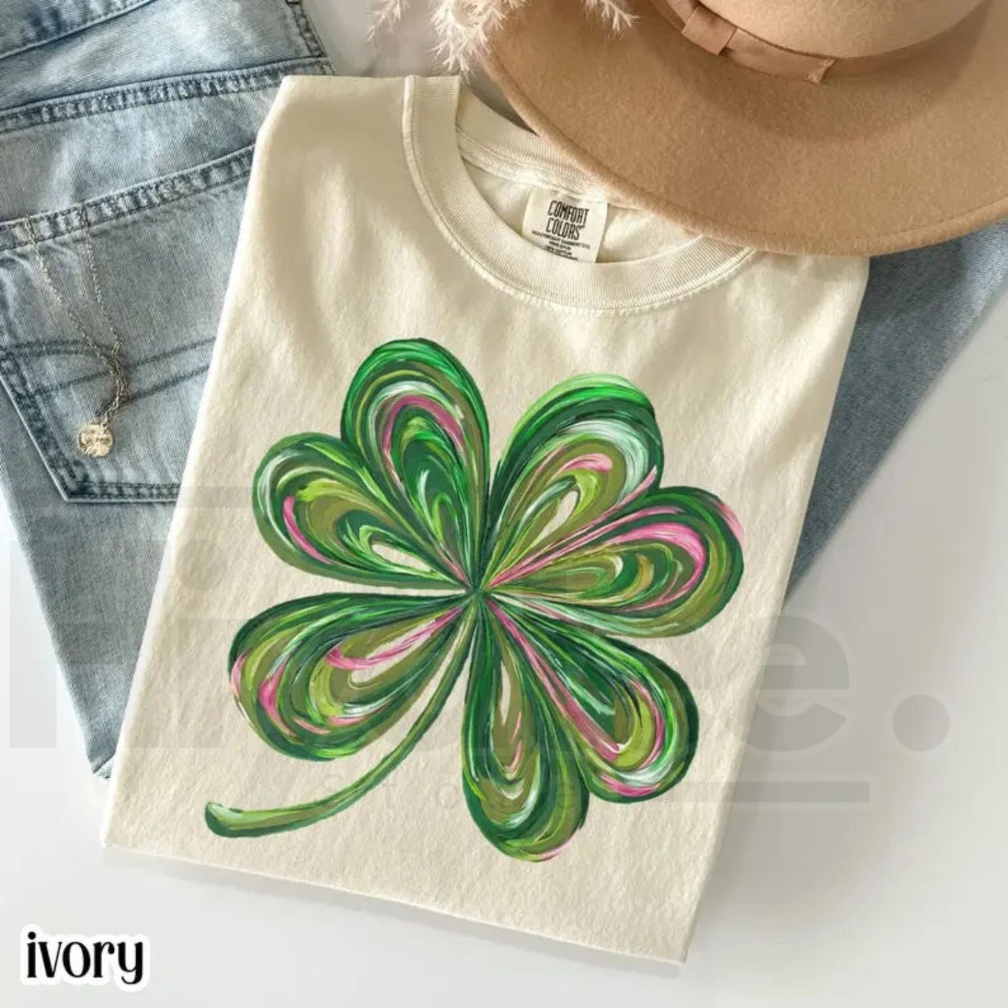 Comfort Colors® Lucky Shamrock T-Shirt – Retro Saint Patrick's Day Party Tee, Cute Irish Shenanigans Four Leaf Clover Shirt