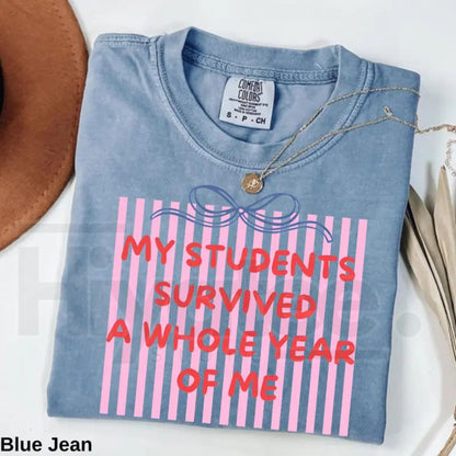 Comfort Colors® End of Year Teacher T-Shirt – Retro Striped Summer Break Tee