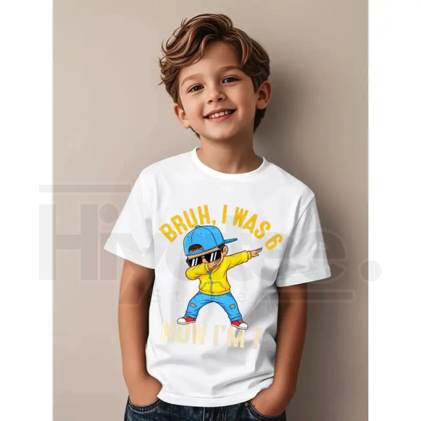 Bruh I was 6 Now I'm 7 Year Old Birthday 67 Dabbing Novelty Aesthetic Graphic Kid T-Shirt Fashion Kid T Shirts Trendy Cool Tees Tops for Kid