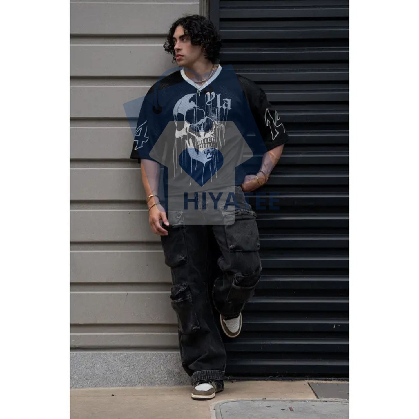 "Drippy Skull" Jersey – Edgy Streetwear Graphic Top, Unisex Athletic Shirt