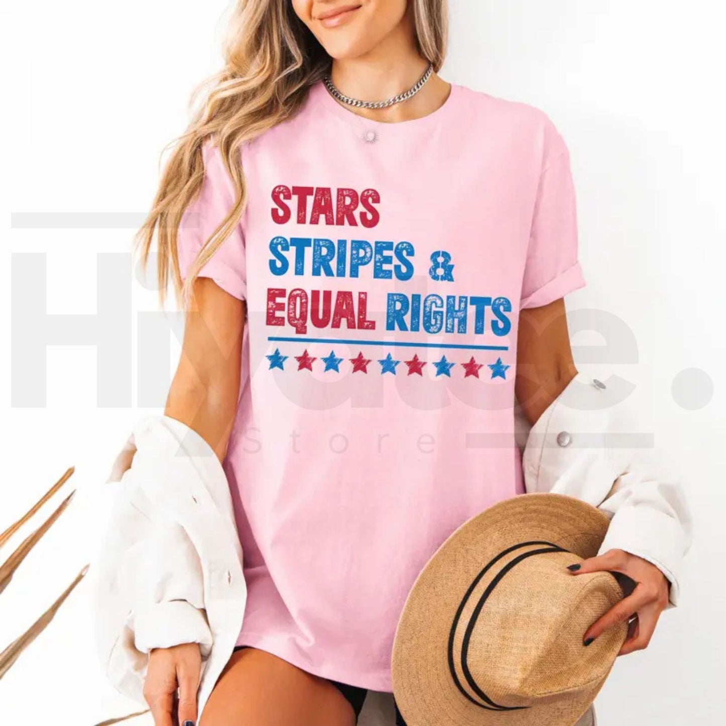 Stars Stripes & Equal Rights Shirt, Patriotic 4th of July Tee, Independence Day Outfit, USA Flag Equality Shirt, Feminist Patriotic Top, July 4th Graphic Tee, Freedom Rights Shirt for Women