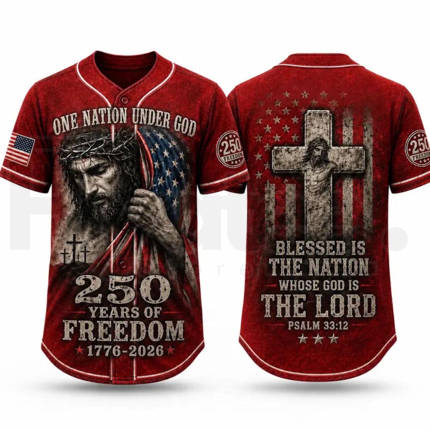 Christian Faith USA 250th Anniversary Baseball Jersey – Patriotic Cross Flag Shirt