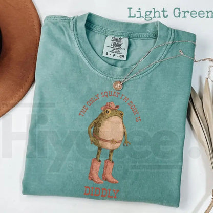 Comfort Colors® The Only Squat I'm Doin' Is Diddly Shirt – Funny Cowboy Frog Western Tee, Sarcastic Lazy Gym Shirt