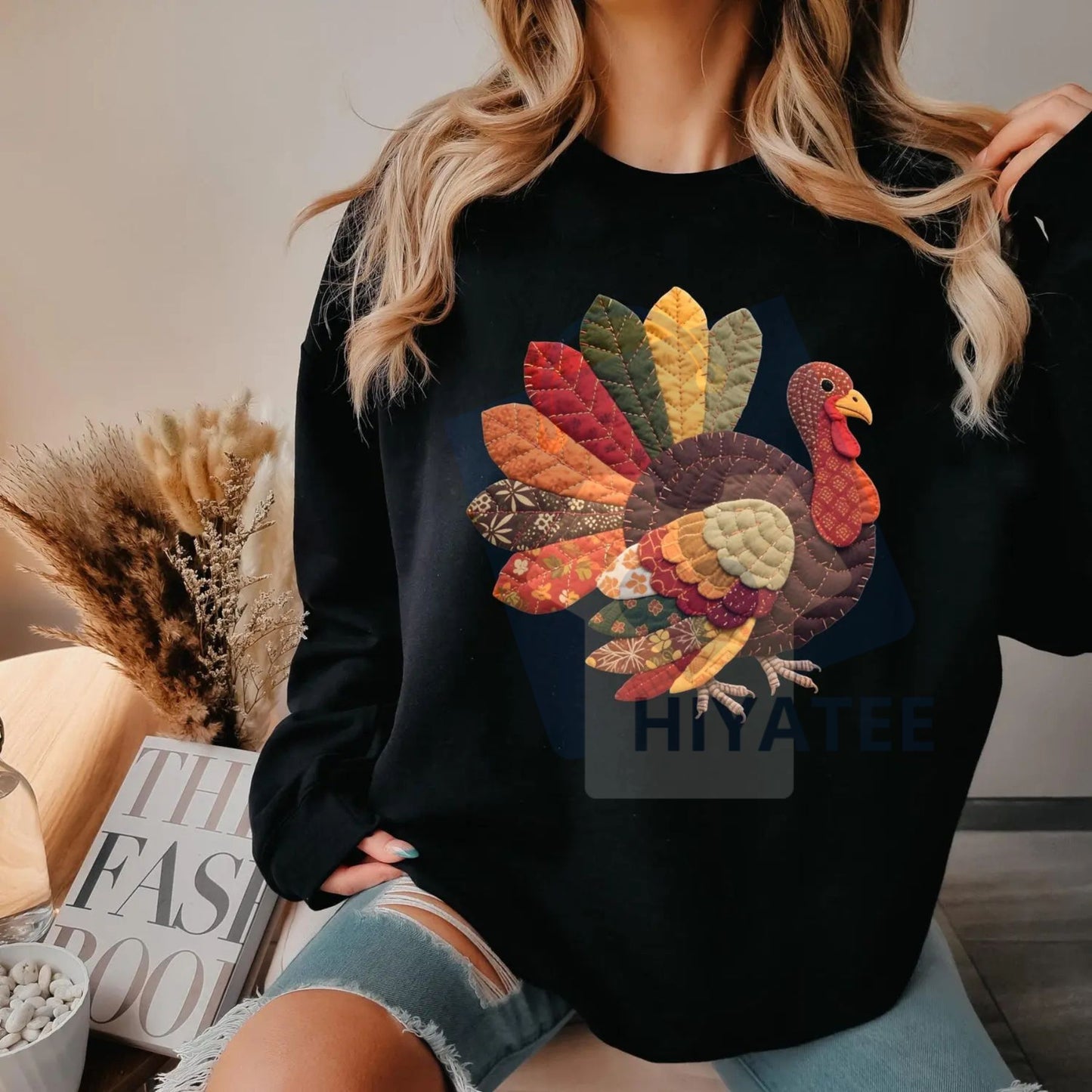 Thanksgiving Turkey Print Loose Sweatshirt: Cozy Fall Holiday Crewneck, Cute Oversized Autumn Pullover, Unisex Feasting Apparel