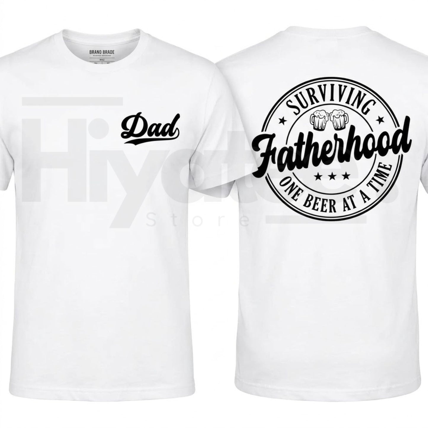 Surviving Fatherhood One Beer At A Time T-Shirt – Funny Beer Loving Dad Gift, Double Sided Graphic Father’s Day Tee