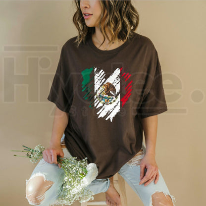 Mexico City Mexican Flag Heart T-Shirt – Patriotic CDMX Heritage Fan Gift Tee
