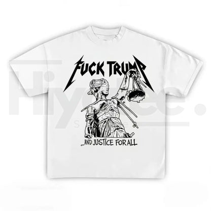 F Trump Vintage Rock Graphic Tee – Justice For All Retro Political Protest T-Shirt