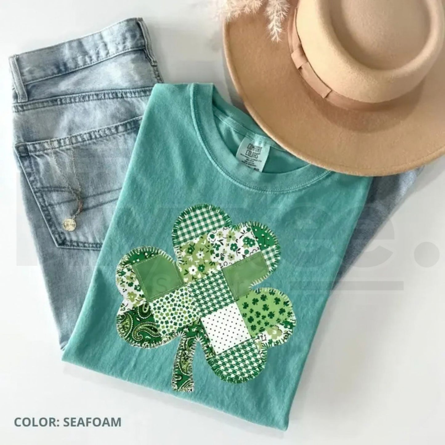 Comfort Colors® Patchwork Shamrock T-Shirt – Retro St. Patrick’s Day Printed Tee, Lucky Irish Graphic Shirt