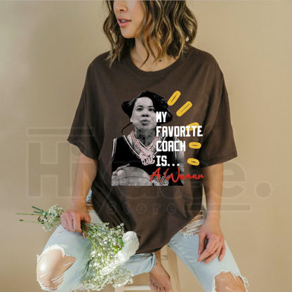 "My Favorite Coach Is A Woman" T-Shirt – Empowering Women in Sports Tee