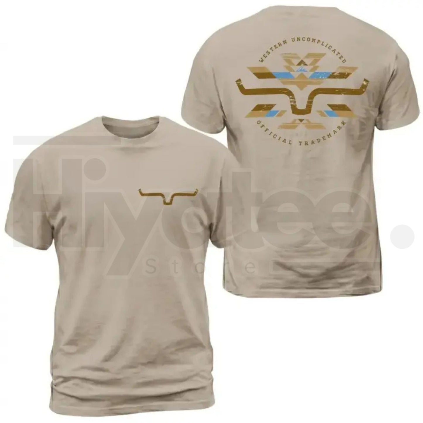 Kimes Ranch Horn Logo Aztec Print Graphic T-Shirt – Western Cotton Tee