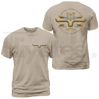 Kimes Ranch Horn Logo Aztec Print Graphic T-Shirt – Western Cotton Tee