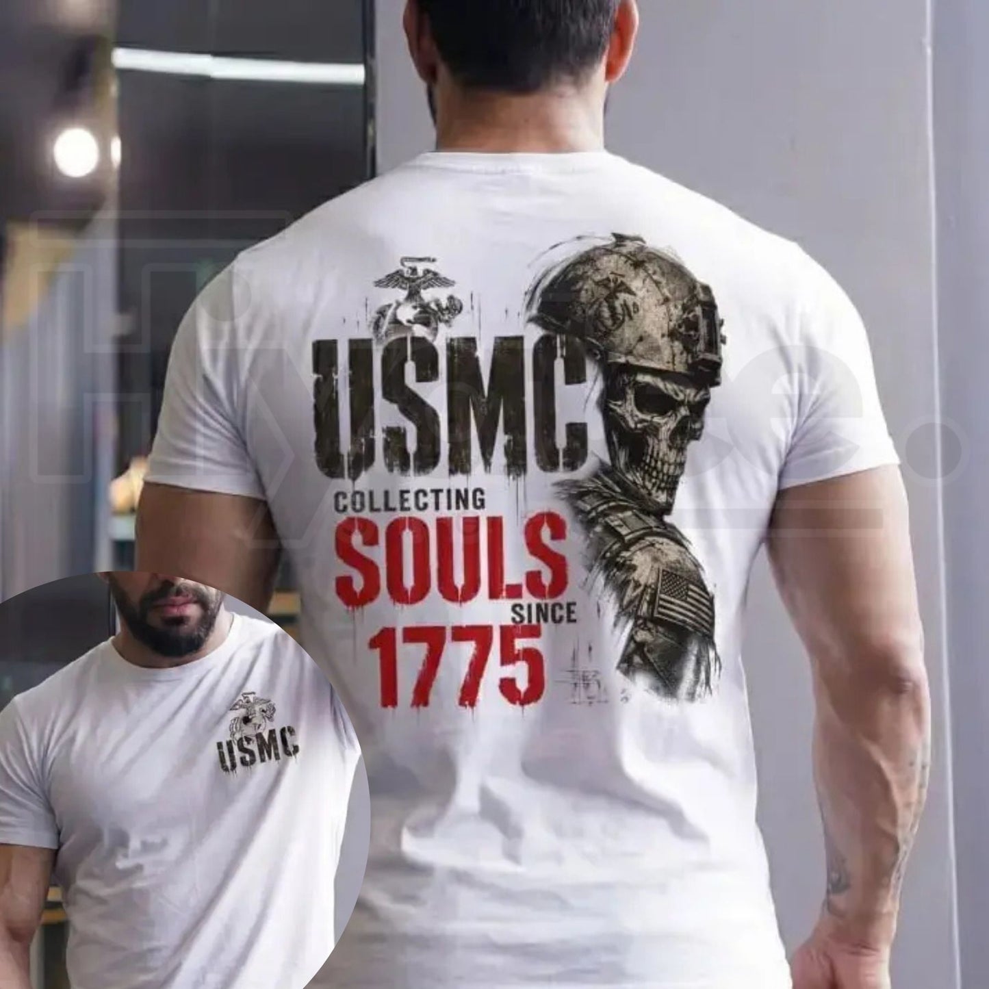 Women's USMC 1775 Skull Print T-Shirt – Vintage Marine Corps Graphic Tee
