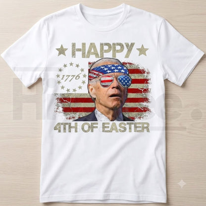 Funny Joe Biden Happy 4th of Easter T-Shirt – 250th Anniversary 4th of July Men's Flag Tee