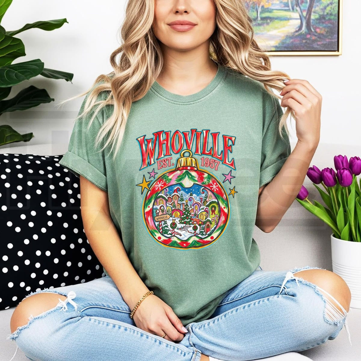 Comfort Colors Preppy Christmas Characters T-Shirt – Vintage Holiday Graphic Tee