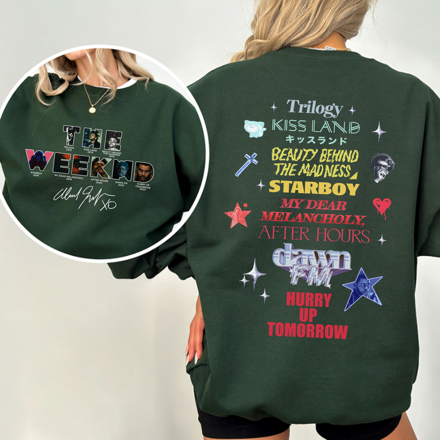 The Weeknd Album Hurry Up Tomorrow Two-Sided Sweatshirt – Vintage Fan Merch & Trending Gift