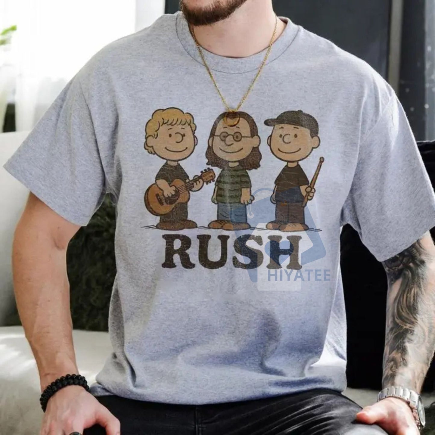 Rush Band Cartoon Vintage T-Shirt – Retro Rock Music Fan Tee, Cute Animated Style