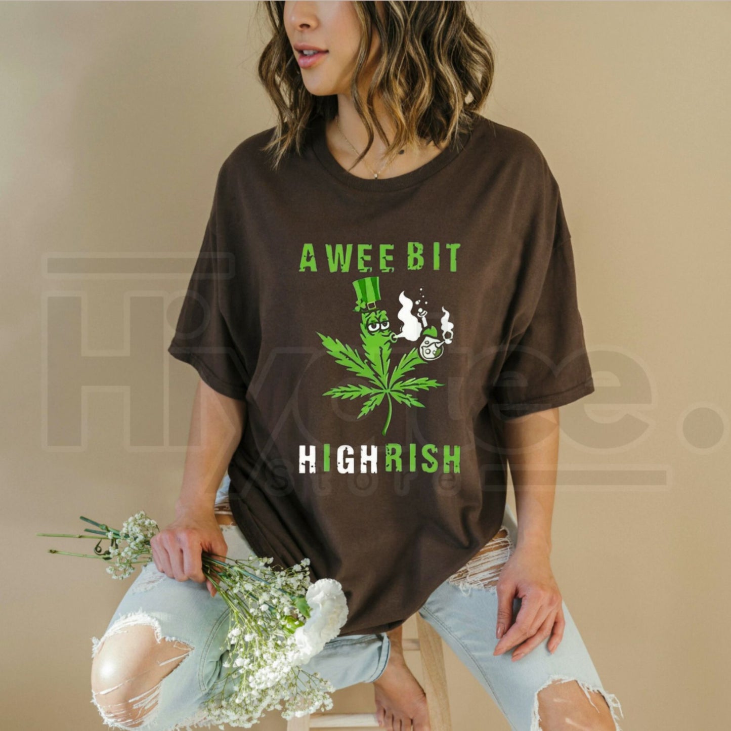 "A Wee Bit Highrish" Funny 4th of July T-Shirt – Irish Pot Smoking Graphic Tee