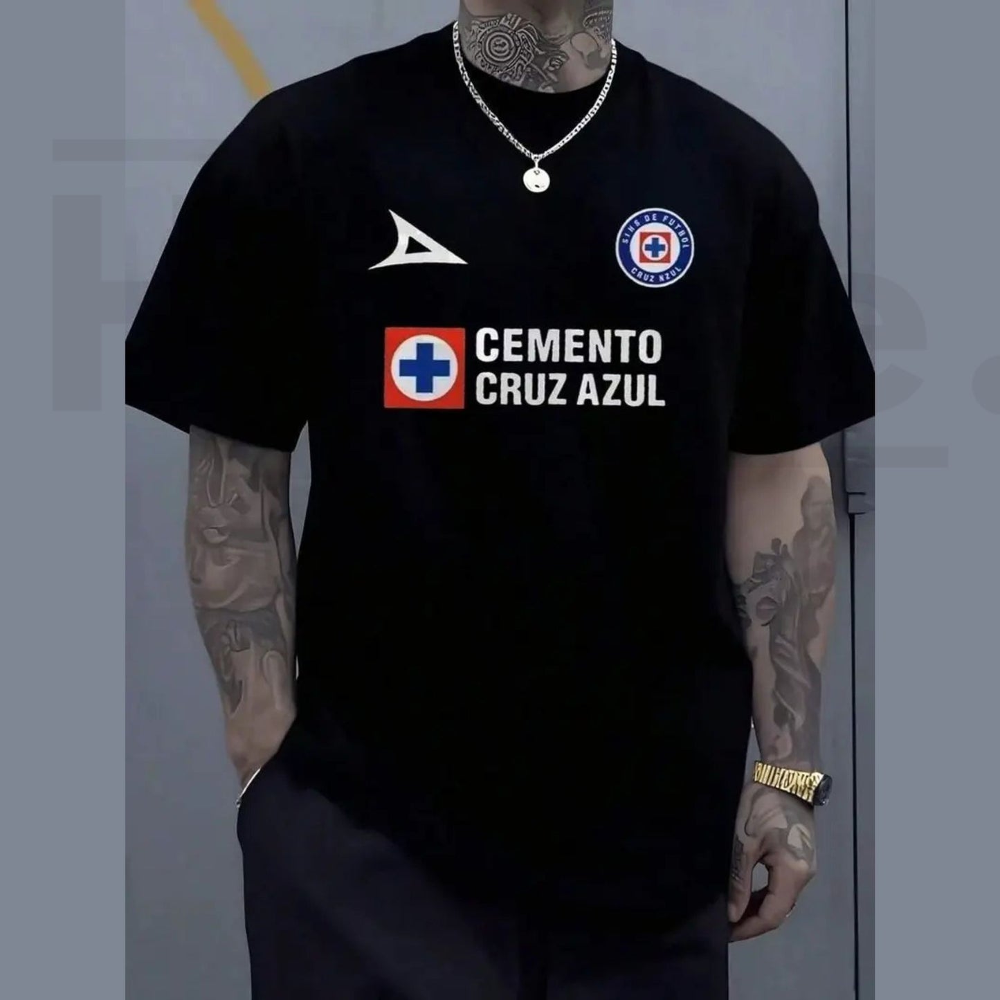 Men's Cruz Azul Soccer T-Shirt – Cemento Logo Printed Casual Streetwear Fan Apparel