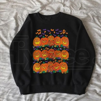 Halloween Pumpkin Graphic Sweatshirt – Cute Spooky Autumn Crewneck, Unisex Fall Pullover