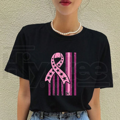 Breast Cancer Flag T-Shirt – Patriotic Pink Ribbon American Flag Tee
