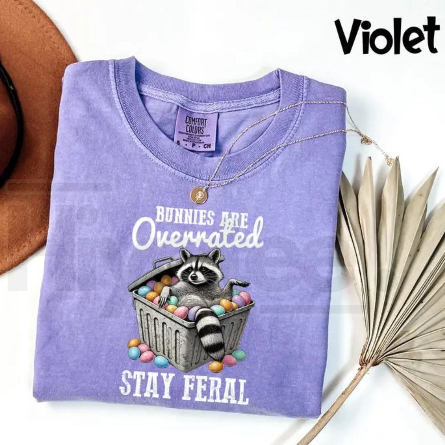 Comfort Colors® Funny Easter T-Shirt – Stay Feral Sarcastic Raccoon Holiday Tee