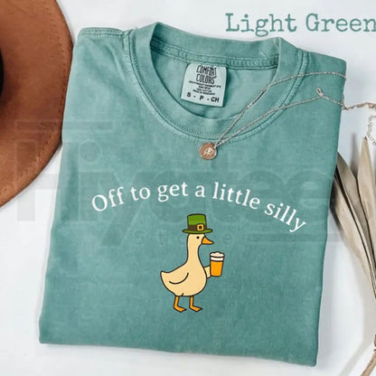 Comfort Colors® Off To Get A Little Silly T-Shirt – St. Patrick’s Day Goose Shirt, Funny Irish St. Paddy’s Day Graphic Tee