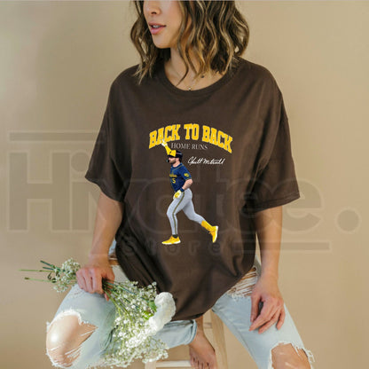 Garrett Mitchell Back To Back Home Run T-Shirt – Funny Baseball Game Day Graphic Tee
