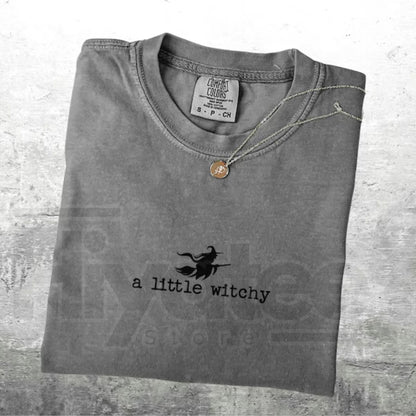 Witch Halloween Shirt A Little Witchy Spooky Season Trendy Oversize Tee